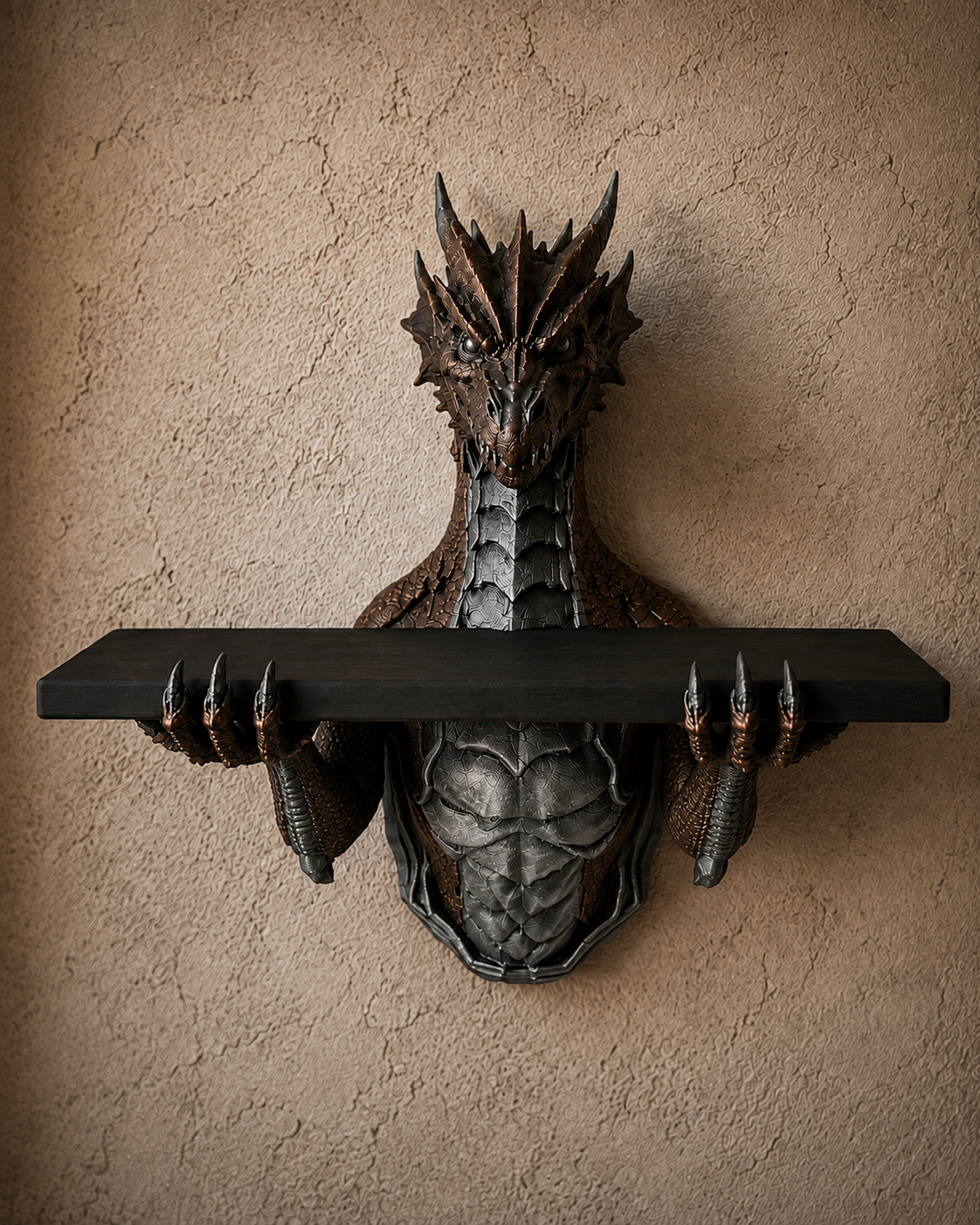 The Grimoire Guardian — Dragon Wall Shelf by Gremlin Relics