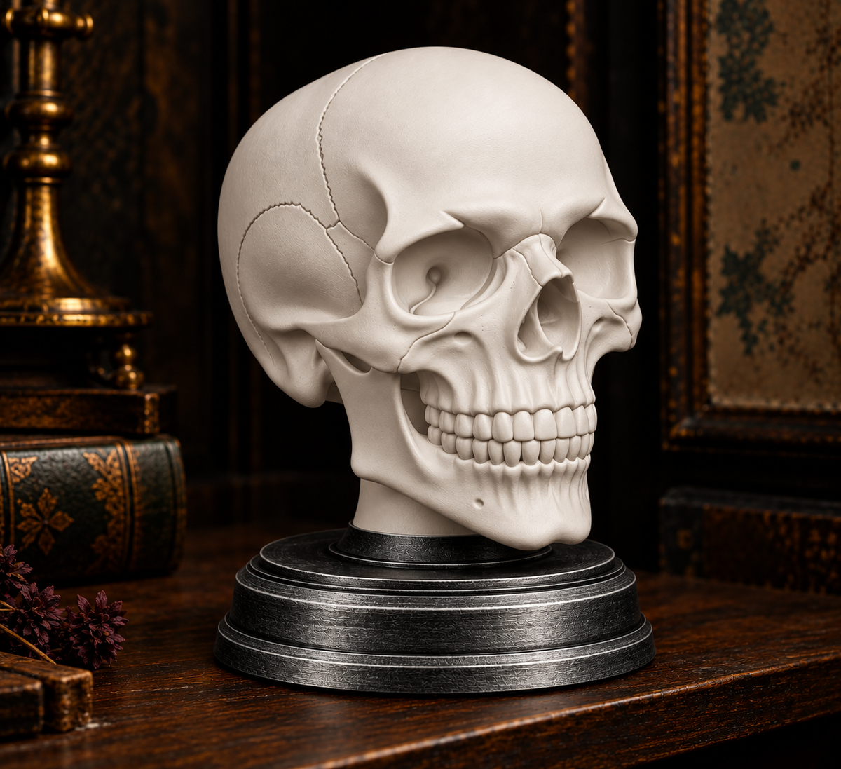 The Anatomist's Study — Skull Bust with Display Stand by Gremlin Relics