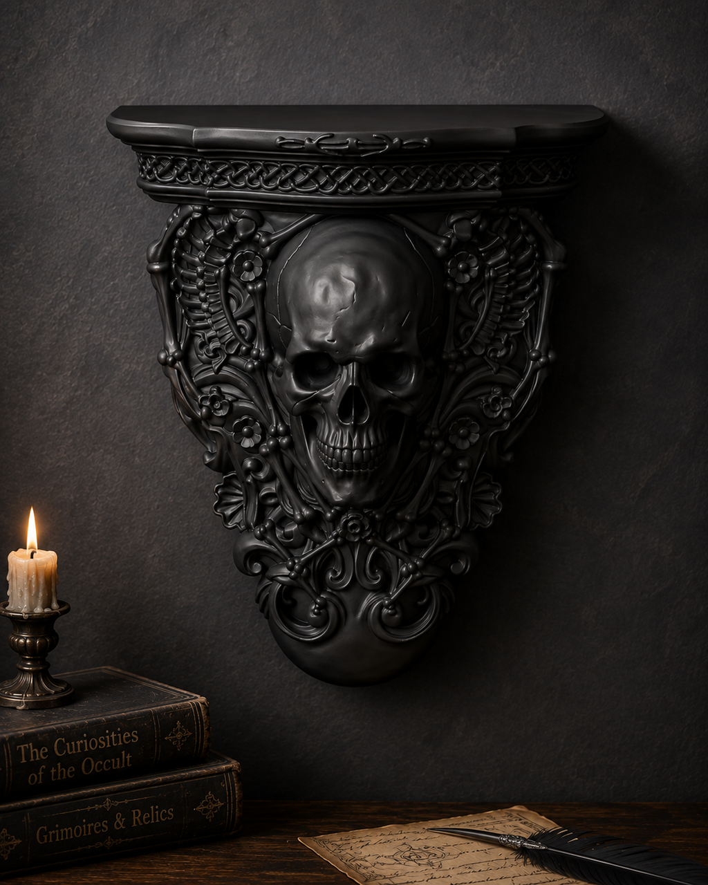 The Bone Chapel — Skull Wall Shelf by Gremlin Relics