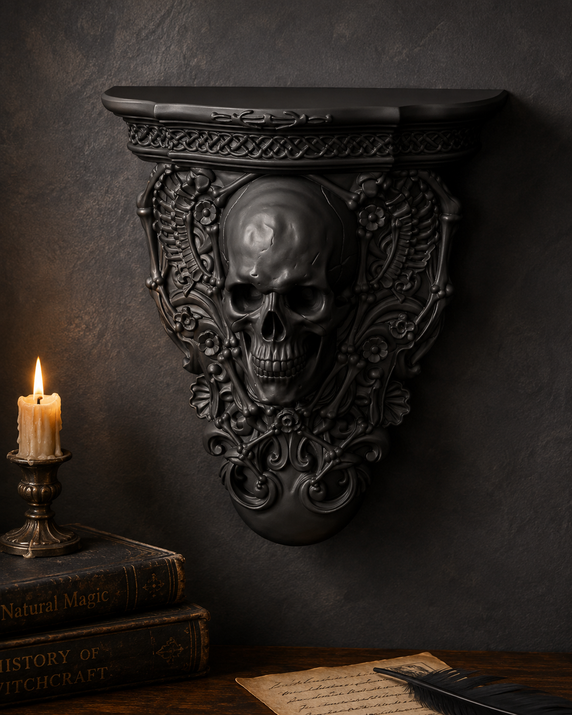 The Bone Chapel — Skull Wall Shelf by Gremlin Relics