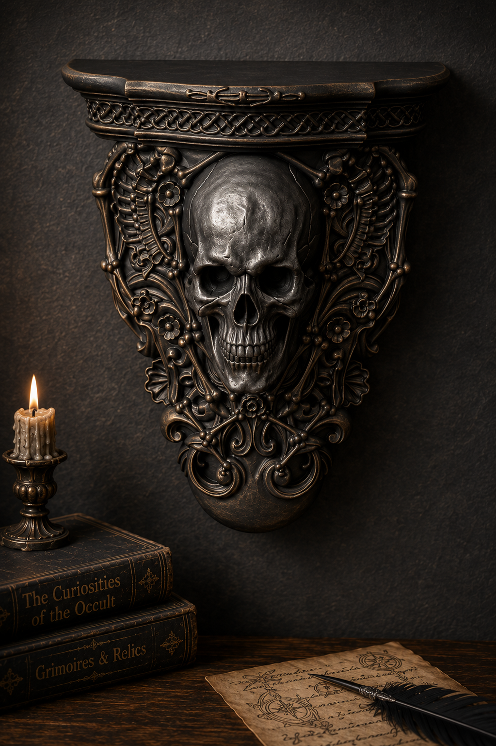 The Bone Chapel — Skull Wall Shelf by Gremlin Relics