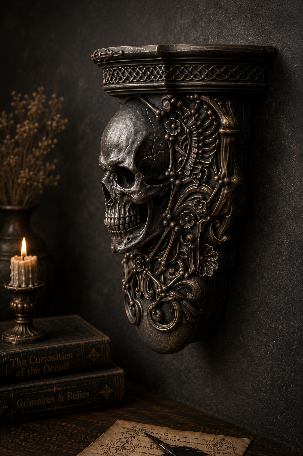 The Bone Chapel — Skull Wall Shelf by Gremlin Relics