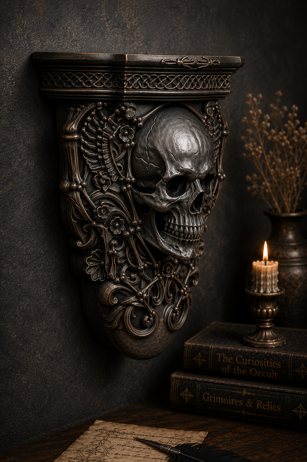 The Bone Chapel — Skull Wall Shelf by Gremlin Relics