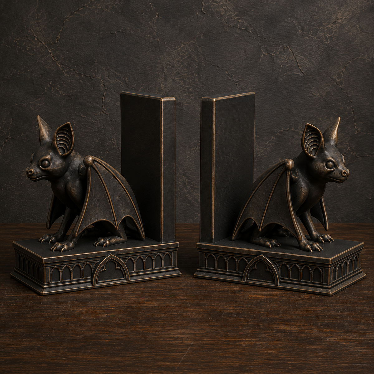 The Belfry Guard — Gothic Bat Bookend by Gremlin Relics