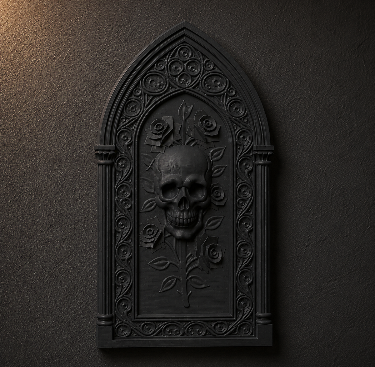 The Bone Rosary — Skull & Roses Wall Plaque by Gremlin Relics