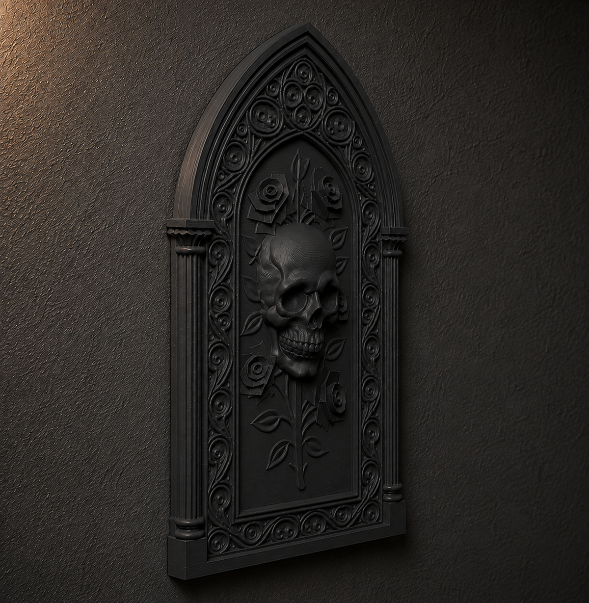 The Bone Rosary — Skull & Roses Wall Plaque by Gremlin Relics