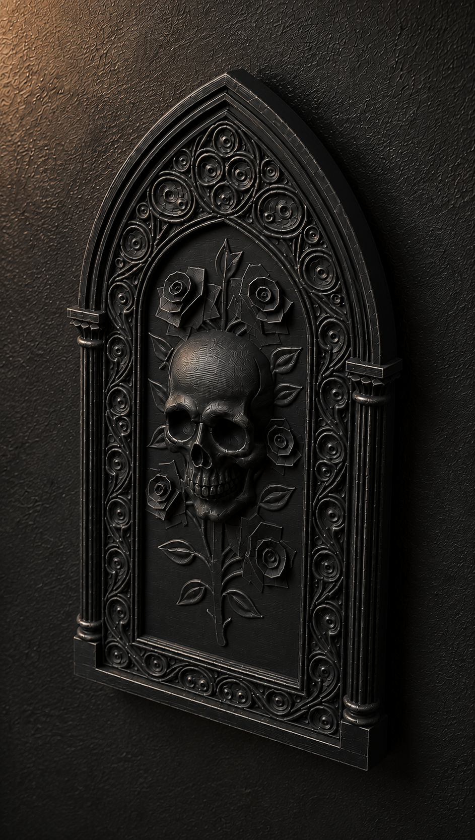 The Bone Rosary — Skull & Roses Wall Plaque by Gremlin Relics