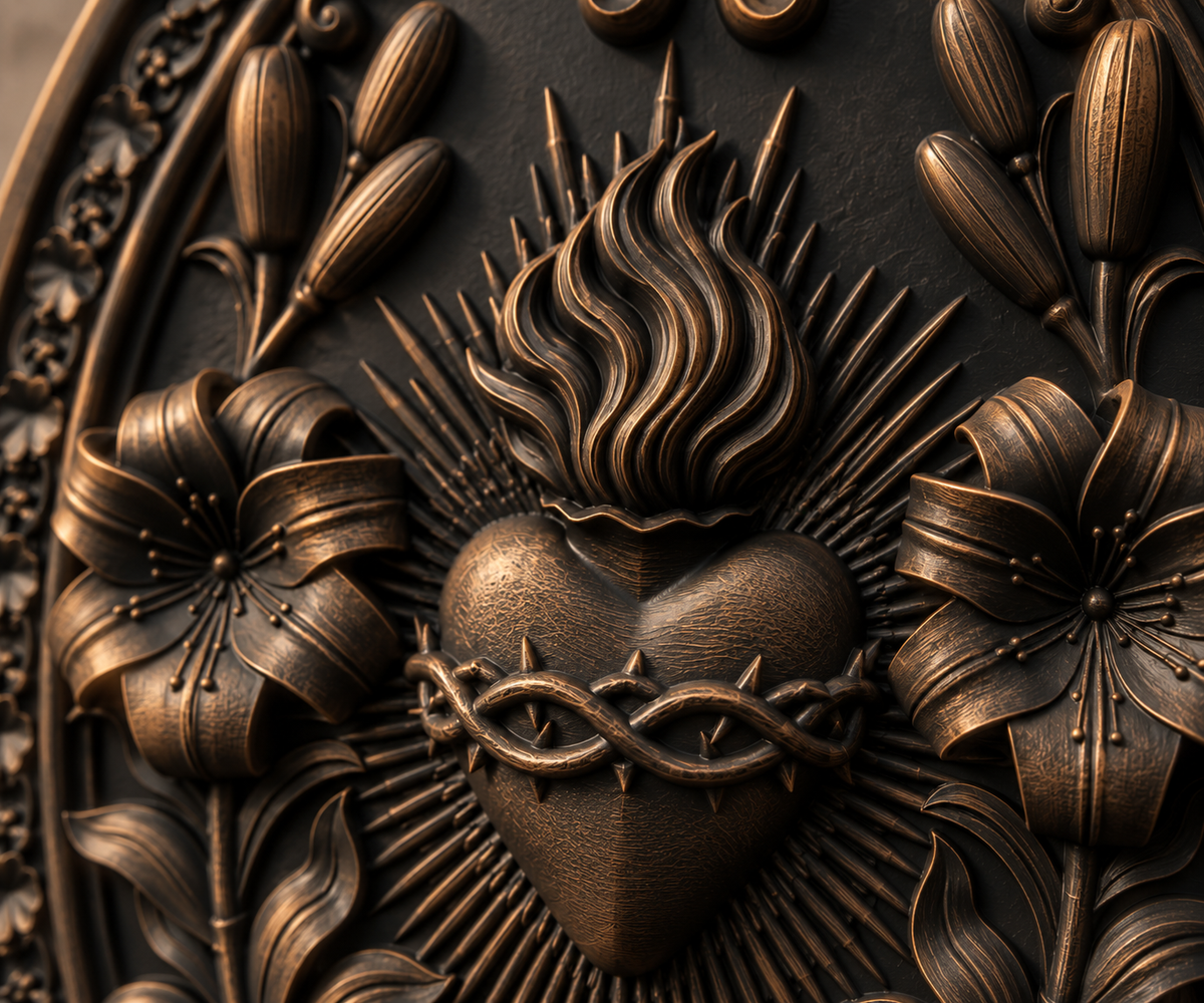 The Burning Vow — Sacred Heart Wall Plaque by Gremlin Relics