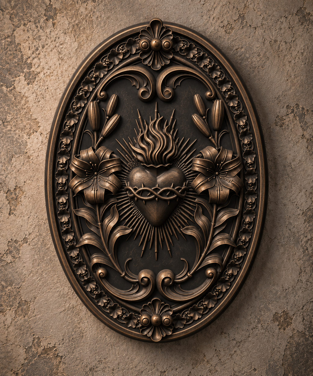 The Burning Vow — Sacred Heart Wall Plaque by Gremlin Relics