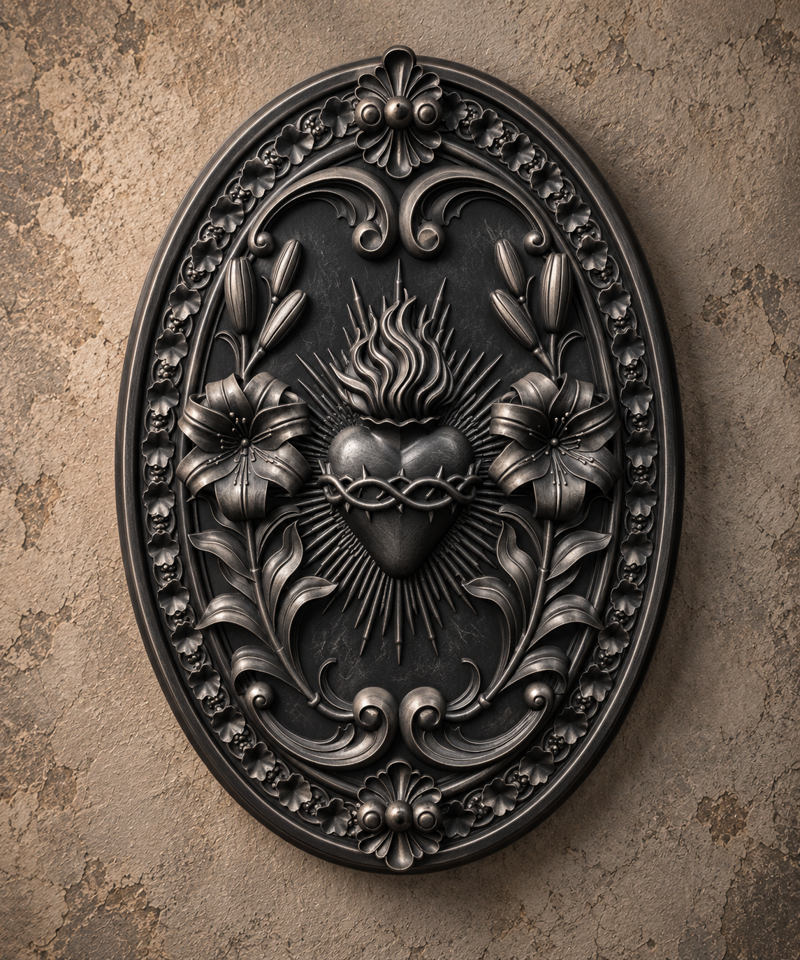 The Burning Vow — Sacred Heart Wall Plaque by Gremlin Relics