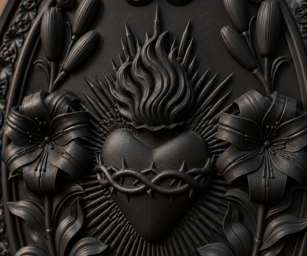 The Burning Vow — Sacred Heart Wall Plaque by Gremlin Relics