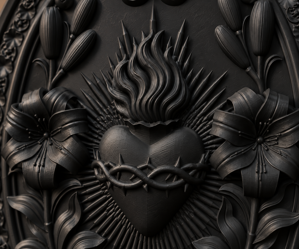 The Burning Vow — Sacred Heart Wall Plaque by Gremlin Relics