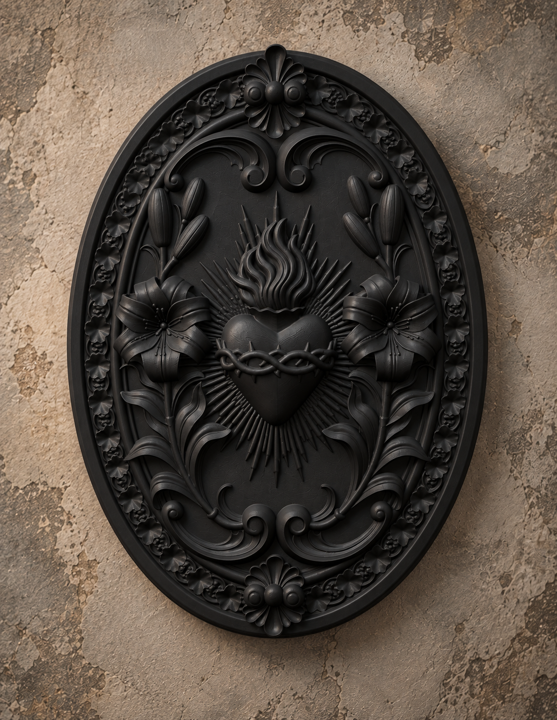 The Burning Vow — Sacred Heart Wall Plaque by Gremlin Relics
