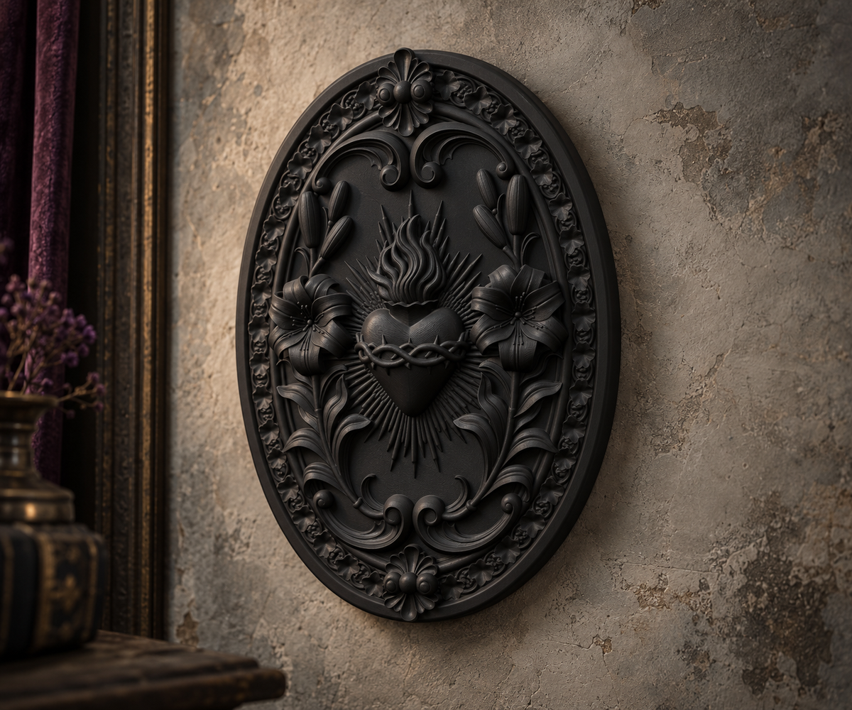 The Burning Vow — Sacred Heart Wall Plaque by Gremlin Relics
