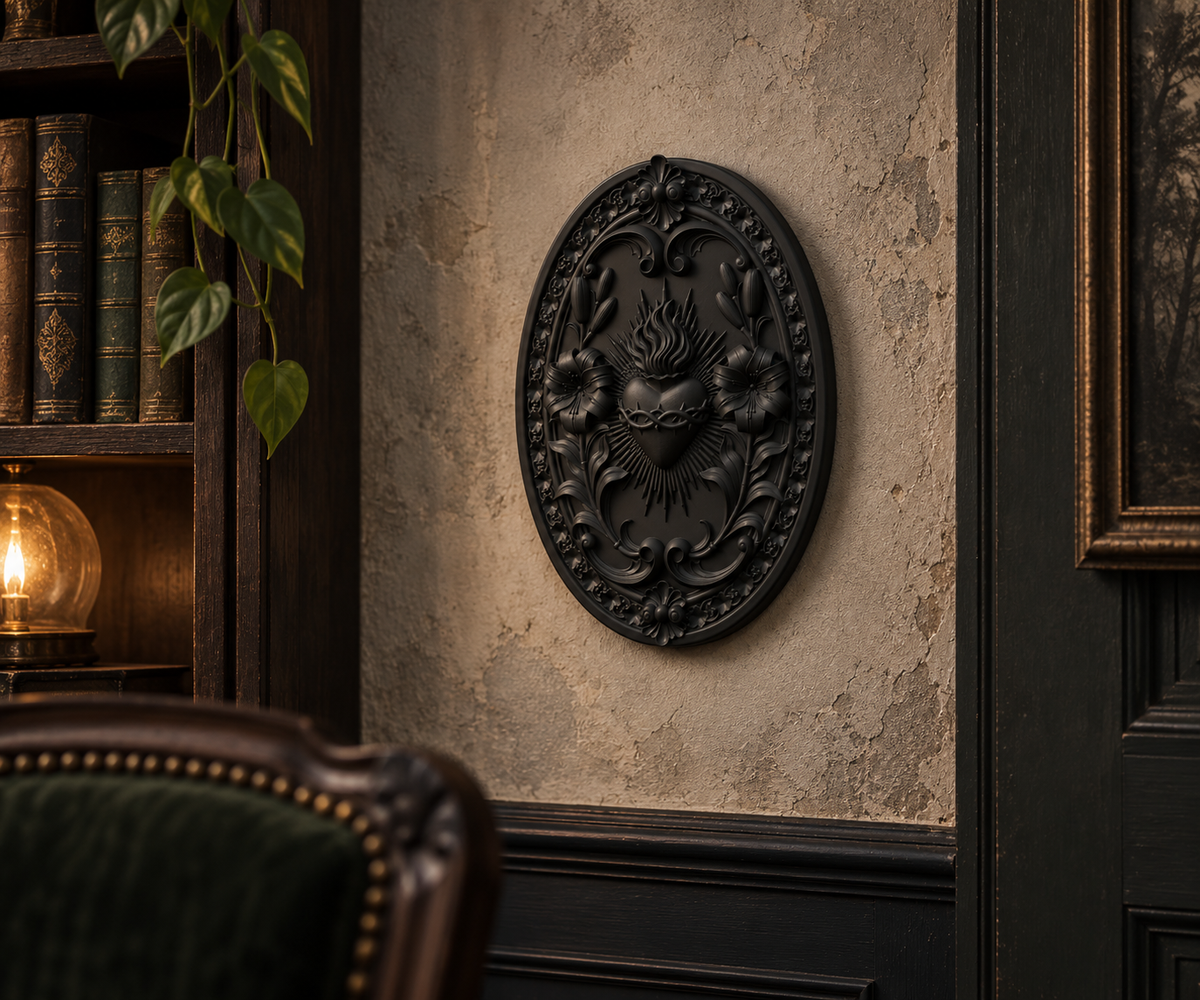 The Burning Vow — Sacred Heart Wall Plaque by Gremlin Relics