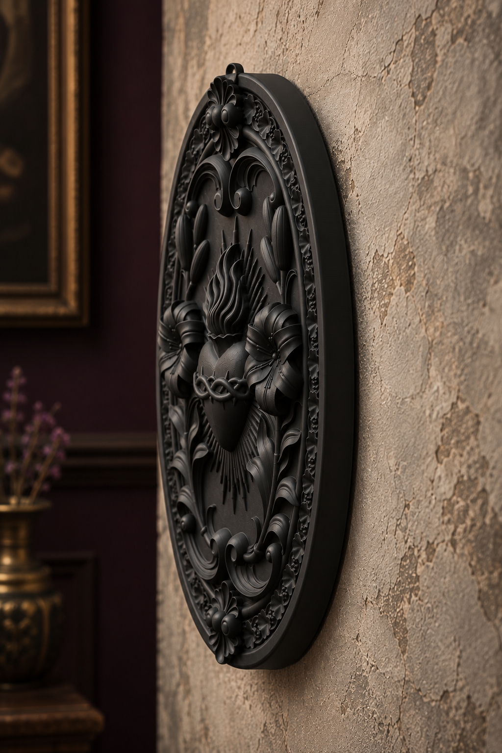 The Burning Vow — Sacred Heart Wall Plaque by Gremlin Relics