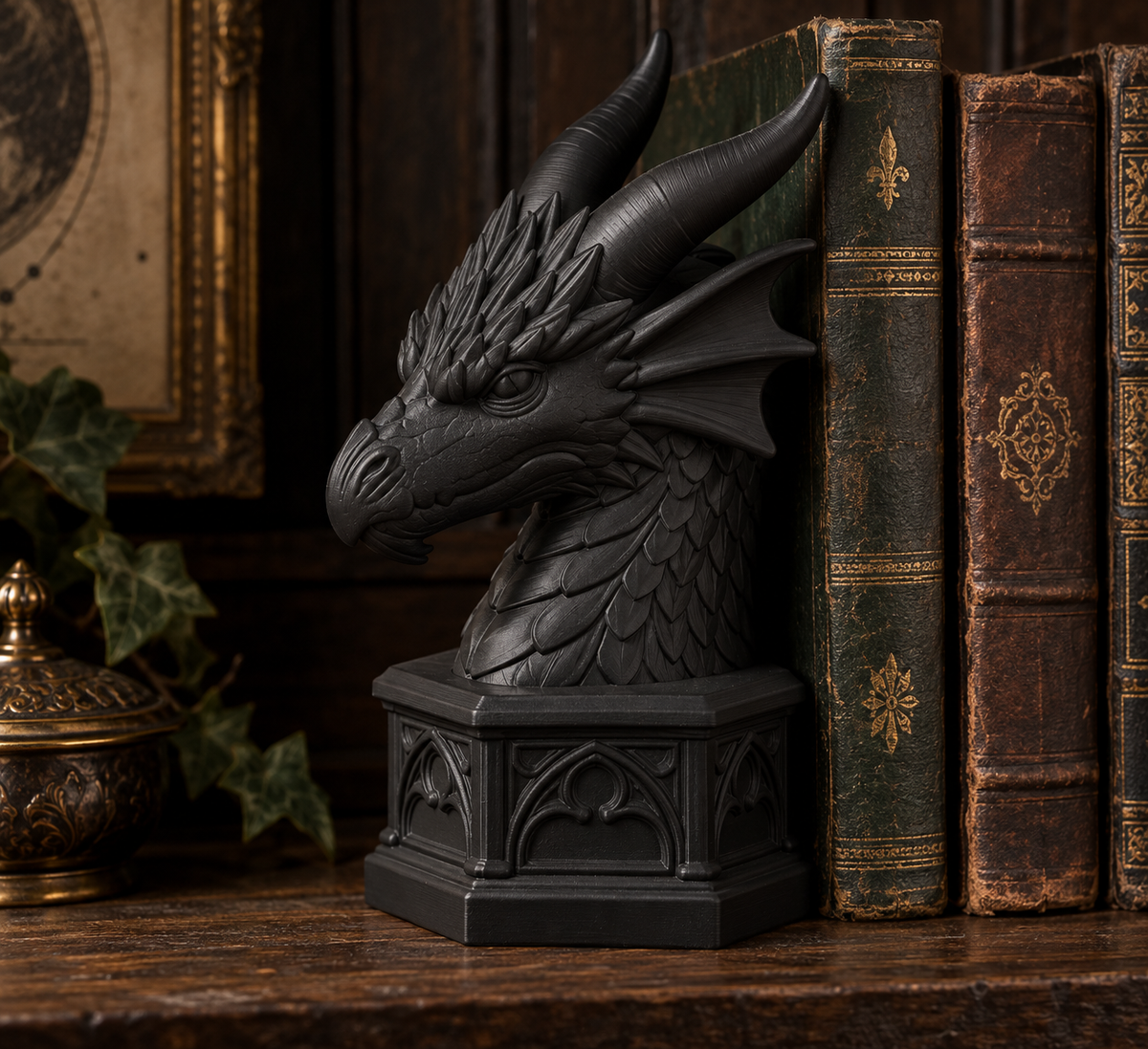 The Cloistered Drake — Dragon Cathedral Bookend by Gremlin Relics
