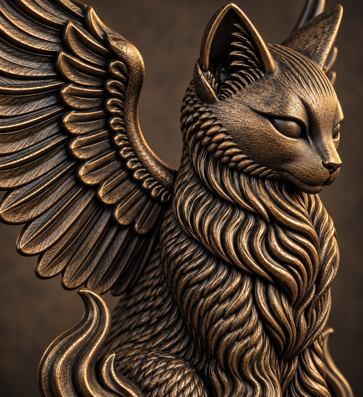 The Familiar — Winged Black Cat Figurine by Gremlin Relics