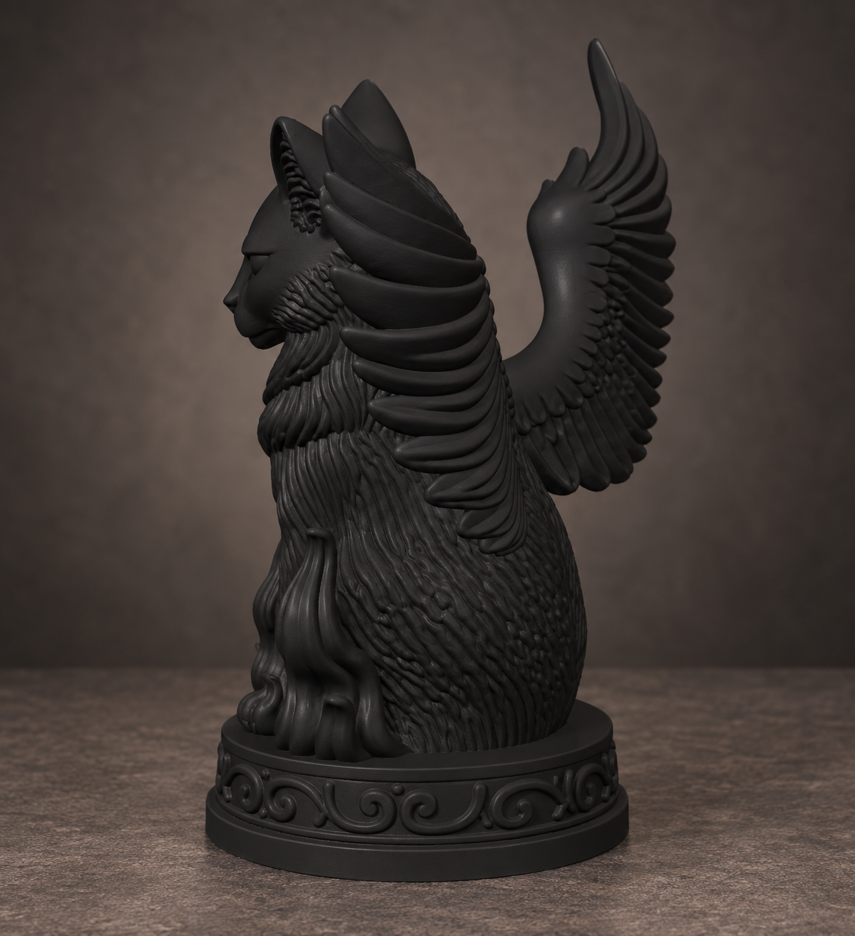 The Familiar — Winged Black Cat Figurine by Gremlin Relics