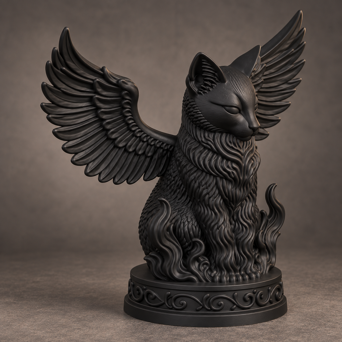 The Familiar — Winged Black Cat Figurine by Gremlin Relics