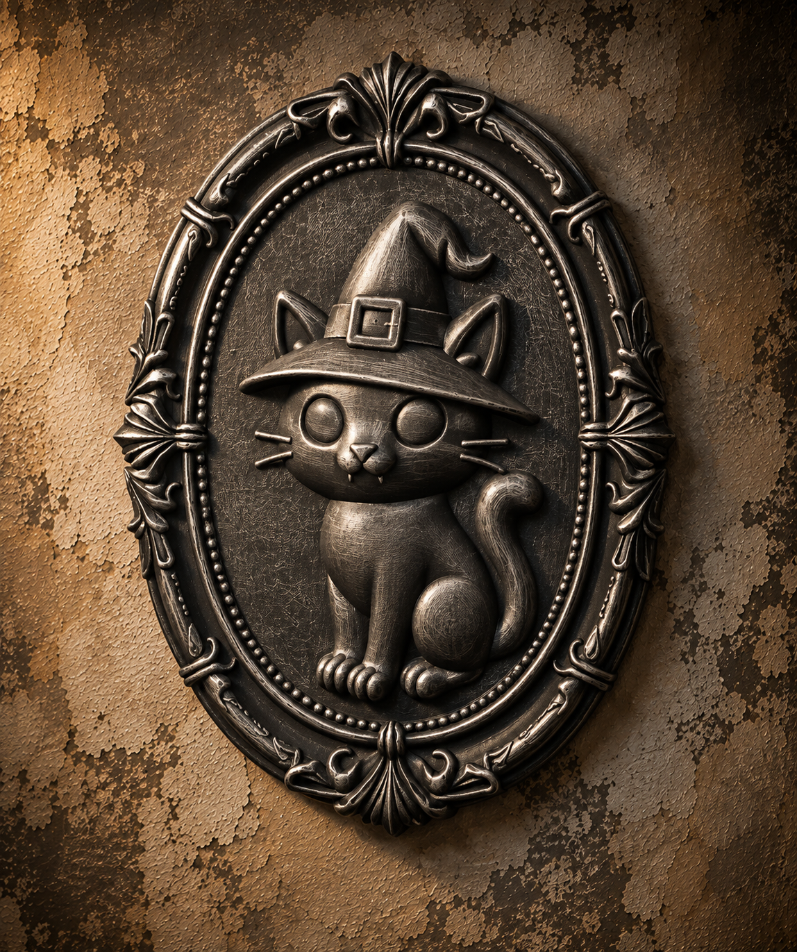 The Familiar's Ward — Witch Cat Wall Plaque by Gremlin Relics