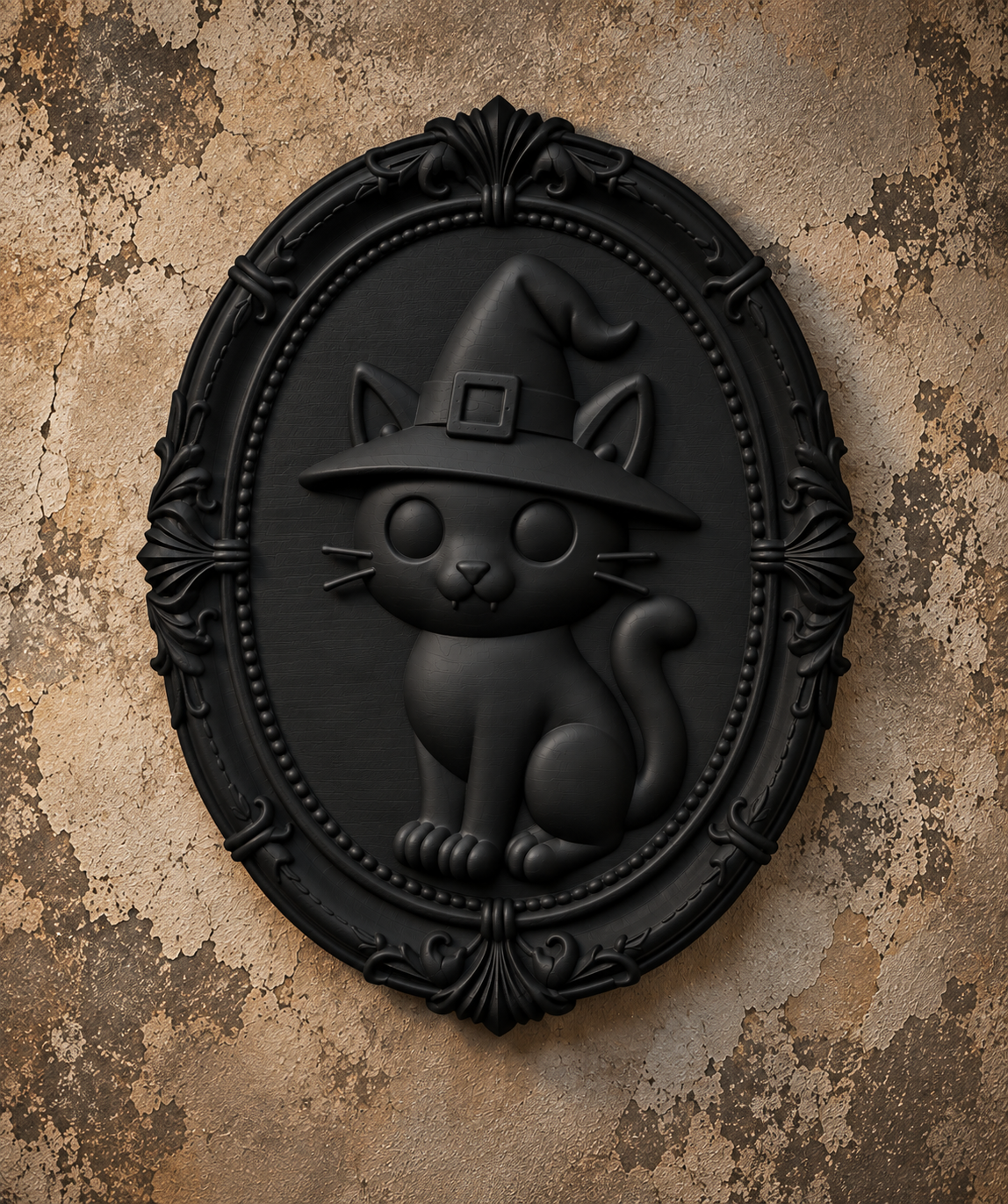 The Familiar's Ward — Witch Cat Wall Plaque by Gremlin Relics