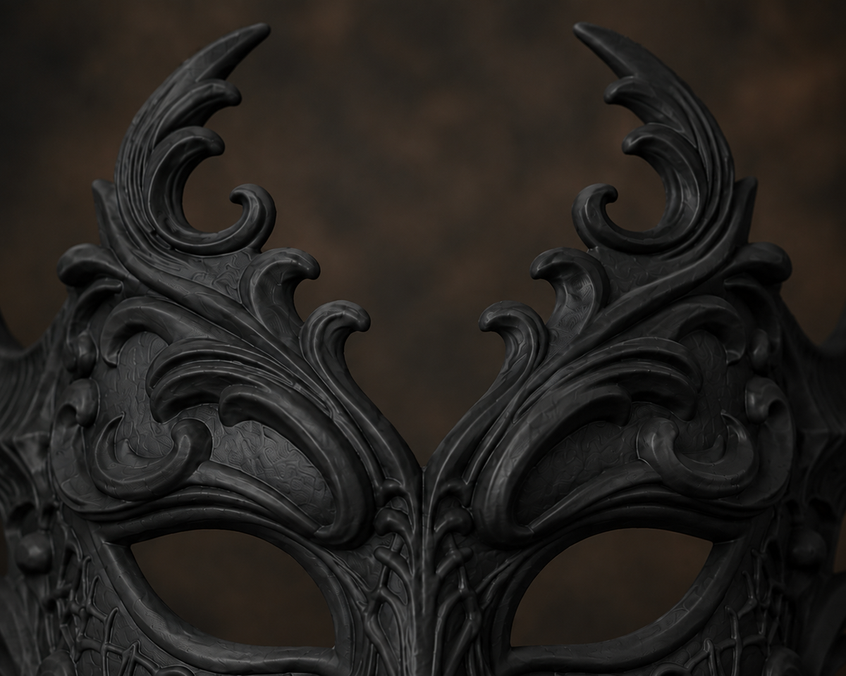 Midnight Elegance — Baroque Venetian Masquerade Mask, New Years Ball, Hand-Painted