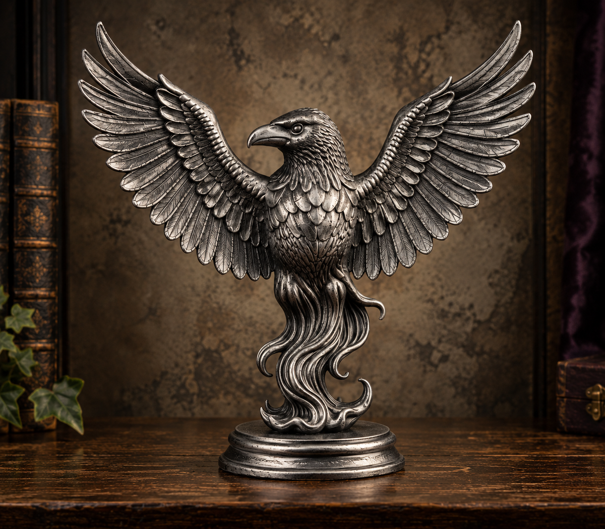 The Perched Omen — Winged Raven Figurine by Gremlin Relics