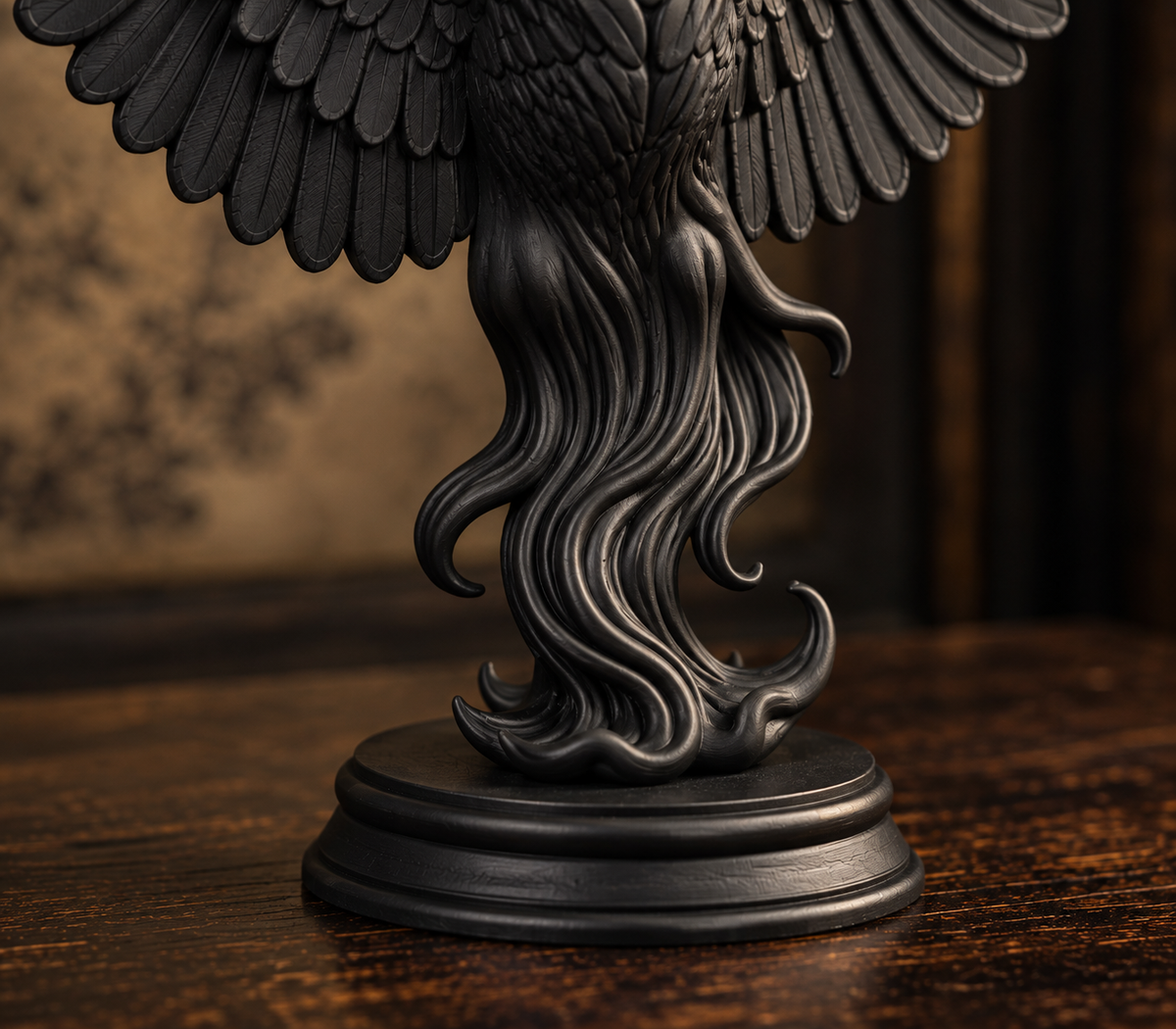 The Perched Omen — Winged Raven Figurine by Gremlin Relics