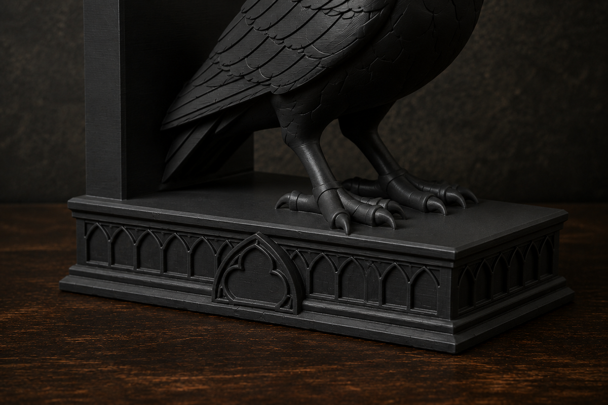 The Quiet Corvid — Gothic Raven Bookend by Gremlin Relics