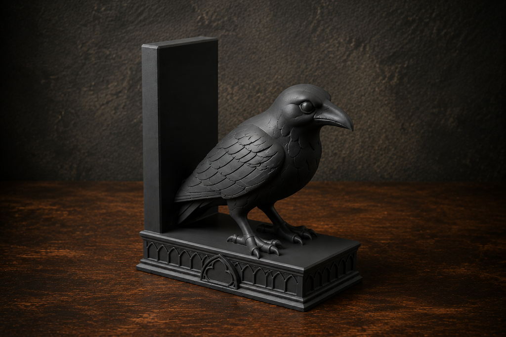 The Quiet Corvid — Gothic Raven Bookend by Gremlin Relics