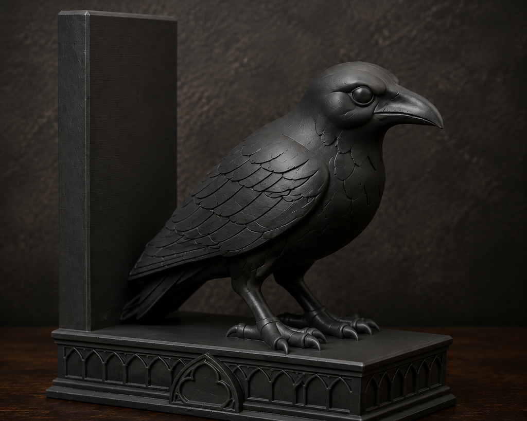 The Quiet Corvid — Gothic Raven Bookend by Gremlin Relics