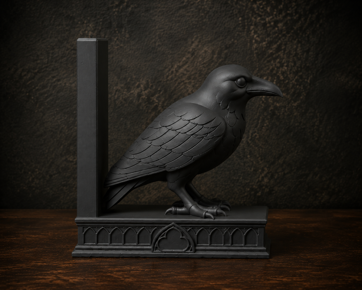 The Quiet Corvid — Gothic Raven Bookend by Gremlin Relics