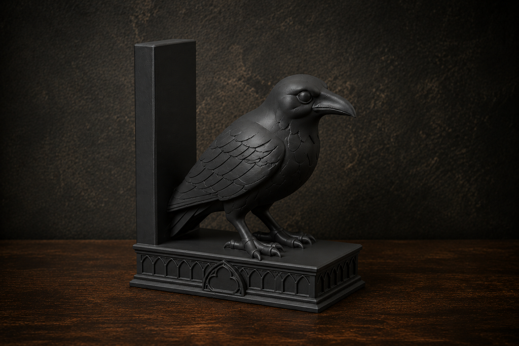 The Quiet Corvid — Gothic Raven Bookend by Gremlin Relics