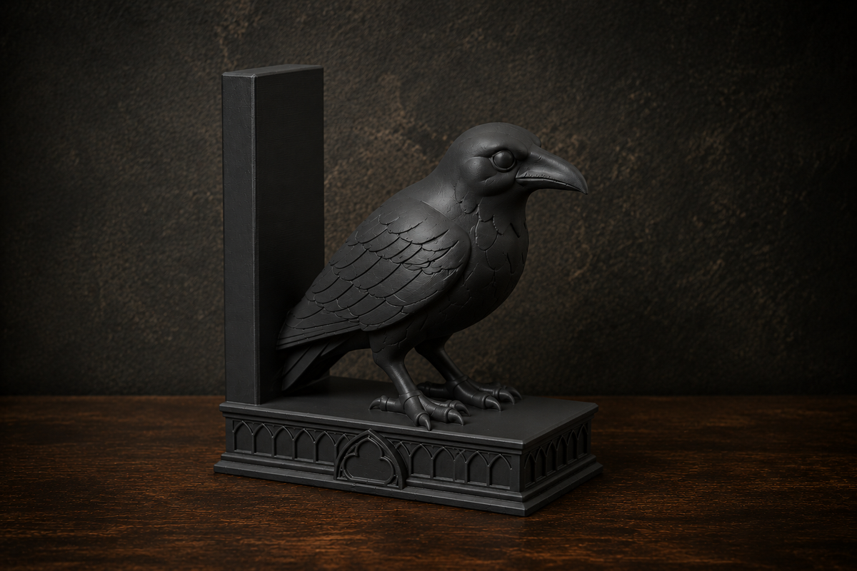 The Quiet Corvid — Gothic Raven Bookend by Gremlin Relics