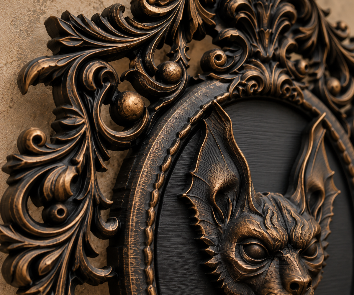 The Rafter Dweller — Gothic Bat Cameo Wall Plaque by Gremlin Relics