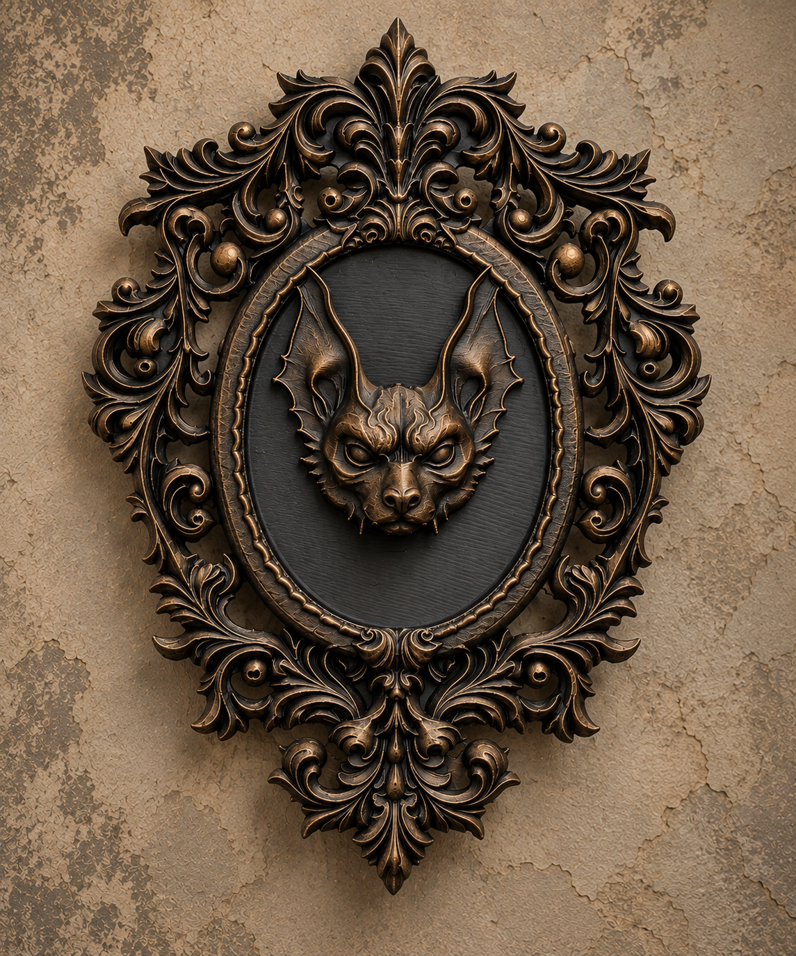 The Rafter Dweller — Gothic Bat Cameo Wall Plaque by Gremlin Relics