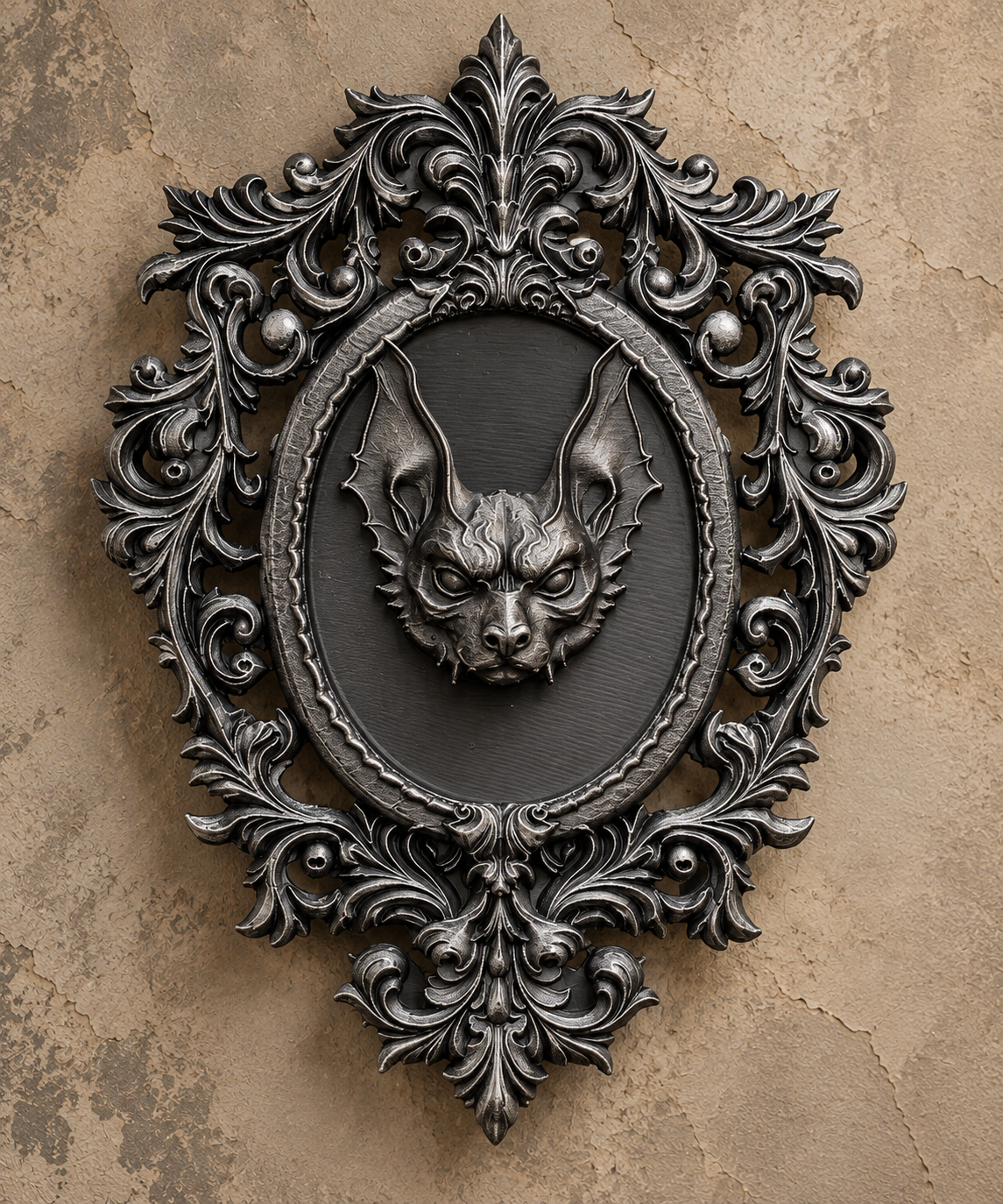 The Rafter Dweller — Gothic Bat Cameo Wall Plaque by Gremlin Relics