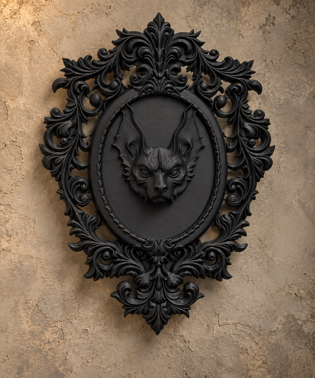 The Rafter Dweller — Gothic Bat Cameo Wall Plaque by Gremlin Relics