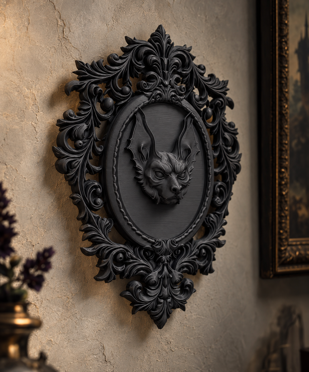 The Rafter Dweller — Gothic Bat Cameo Wall Plaque by Gremlin Relics