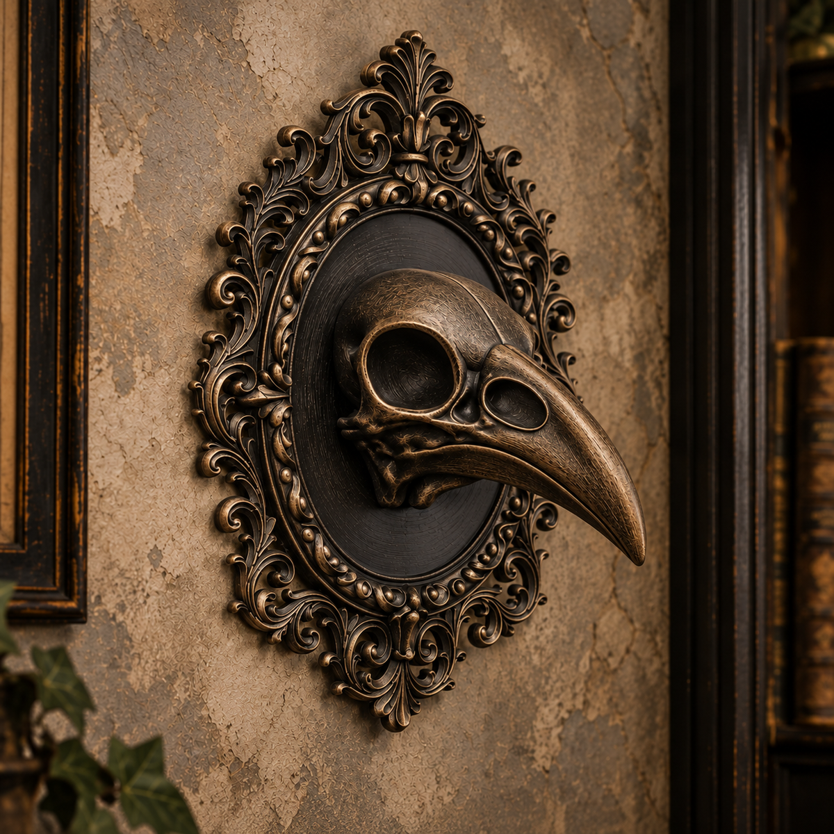 The Silent Augur — Raven Skull Wall Plaque by Gremlin Relics