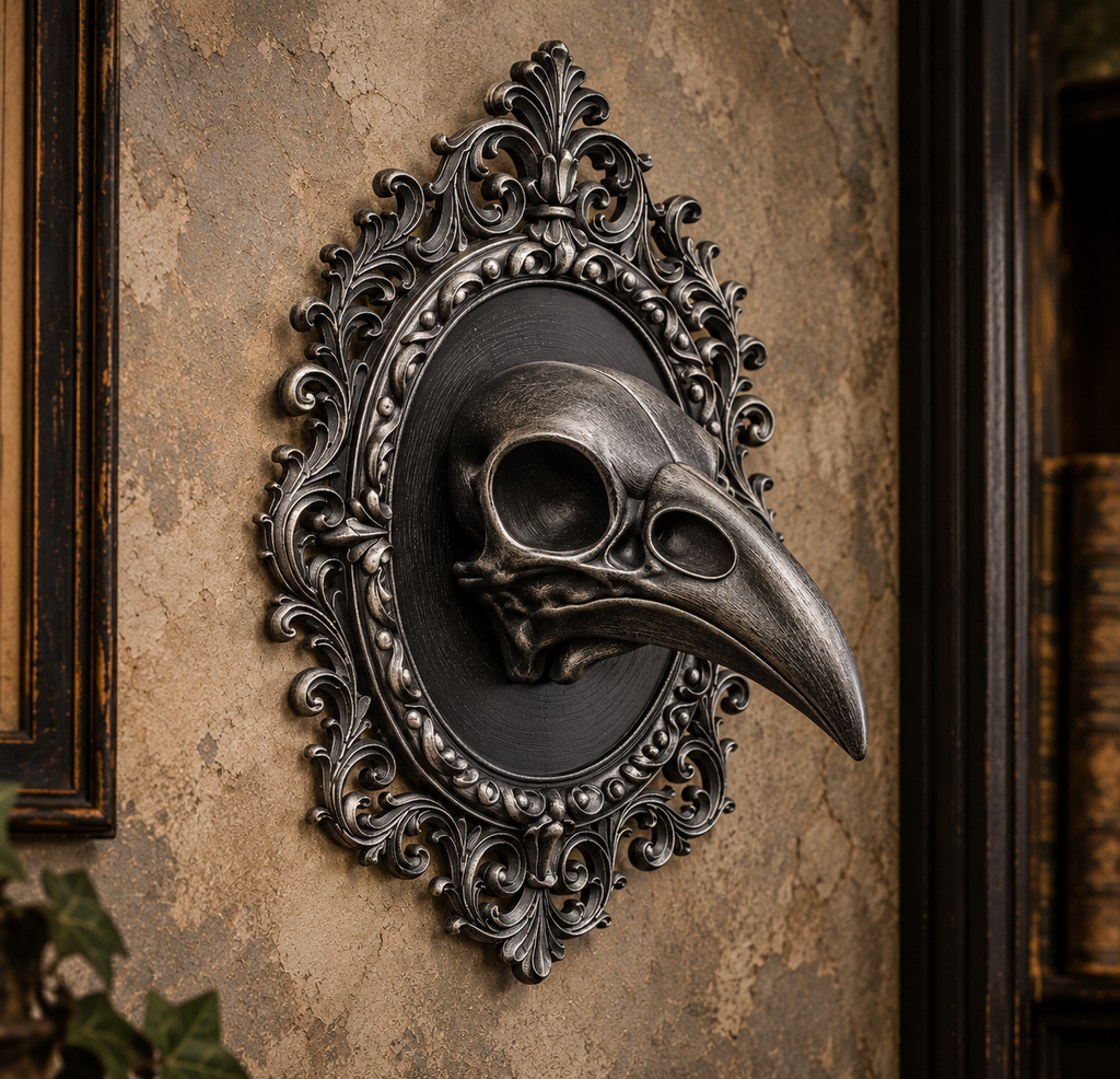 The Silent Augur — Raven Skull Wall Plaque by Gremlin Relics