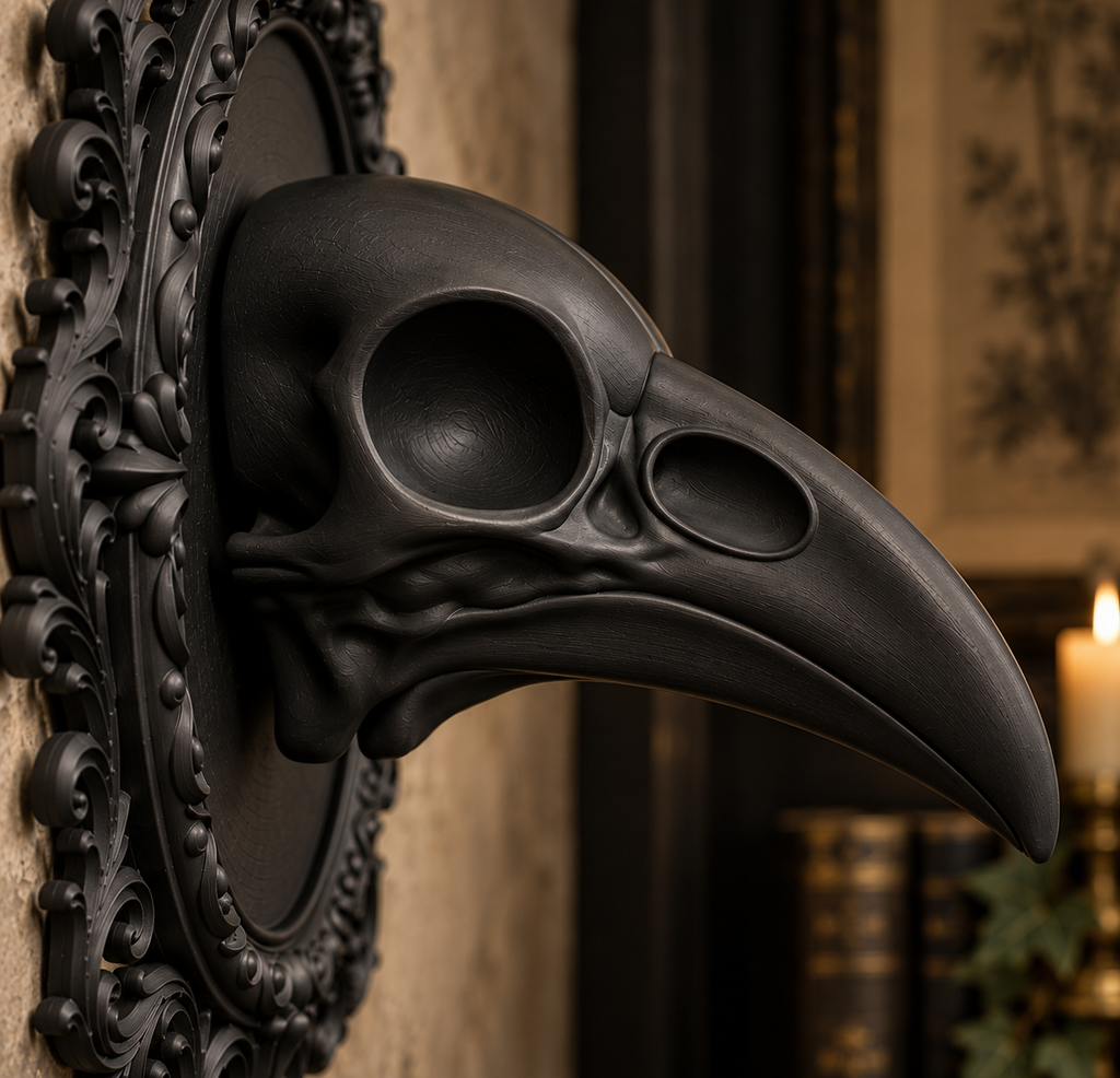 The Silent Augur — Raven Skull Wall Plaque by Gremlin Relics
