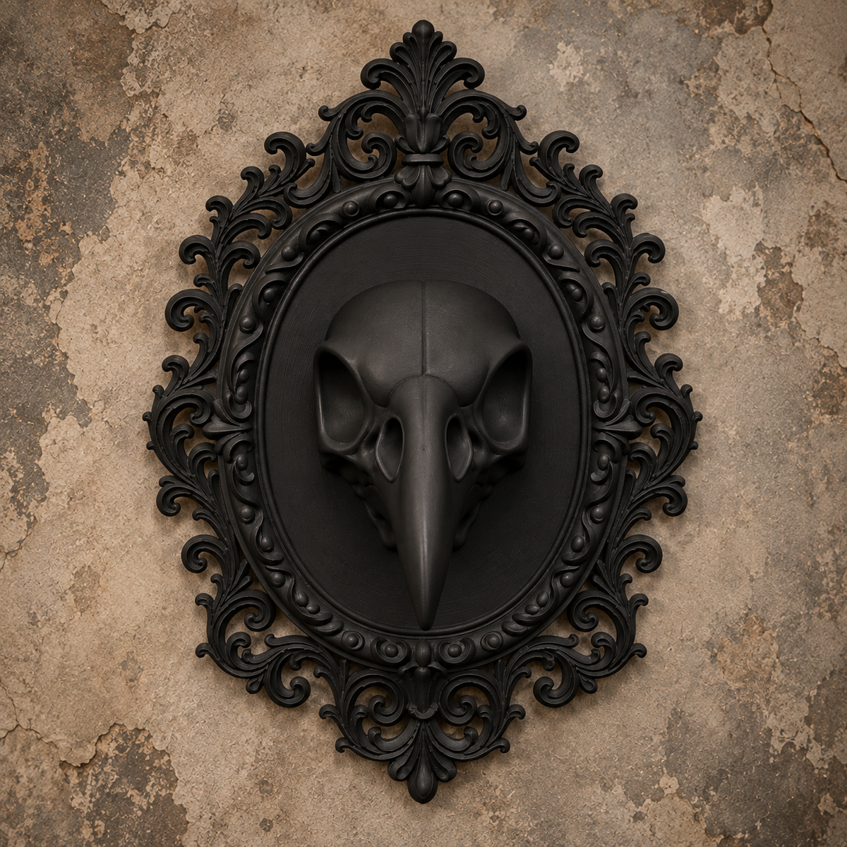 The Silent Augur — Raven Skull Wall Plaque by Gremlin Relics