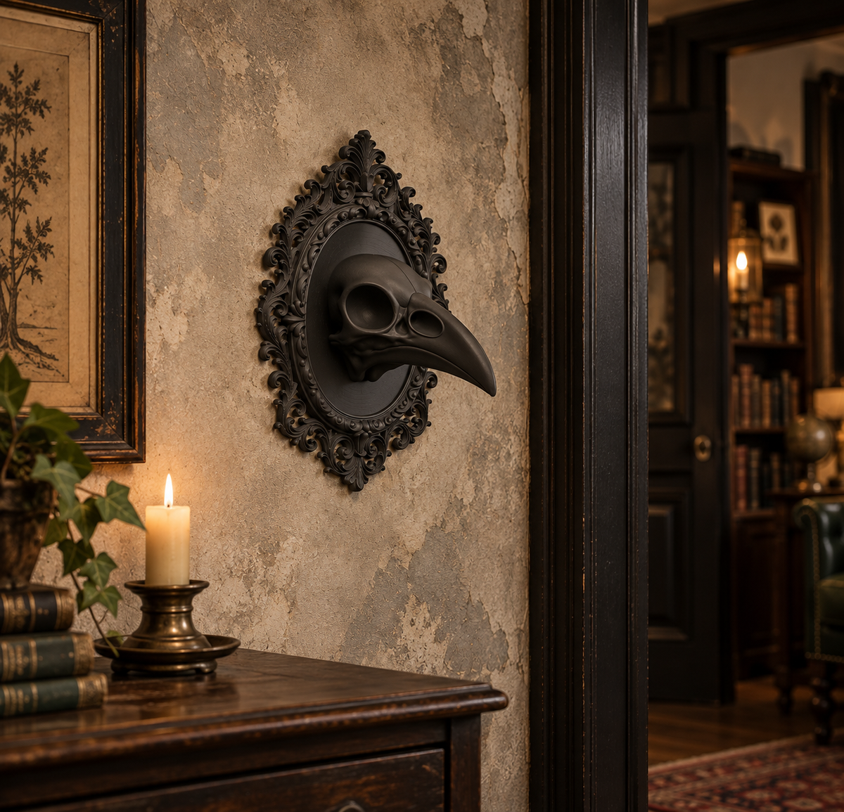 The Silent Augur — Raven Skull Wall Plaque by Gremlin Relics