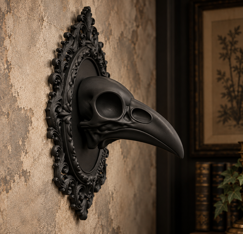 The Silent Augur — Raven Skull Wall Plaque by Gremlin Relics