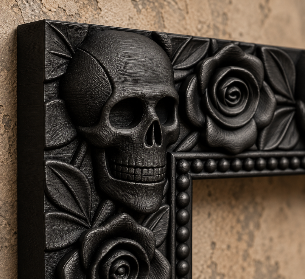 The Widow’s Garland — Skull & Rose Photo Frame by Gremlin Relics