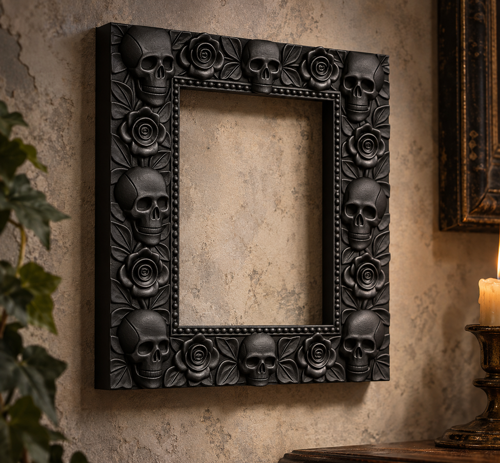 The Widow’s Garland — Skull & Rose Photo Frame by Gremlin Relics