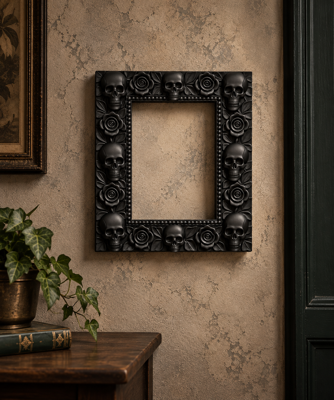The Widow’s Garland — Skull & Rose Photo Frame by Gremlin Relics