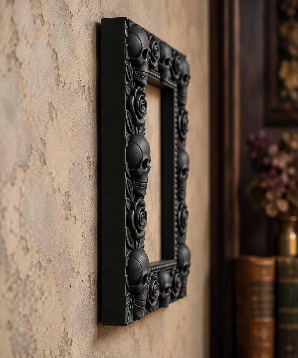 The Widow’s Garland — Skull & Rose Photo Frame by Gremlin Relics